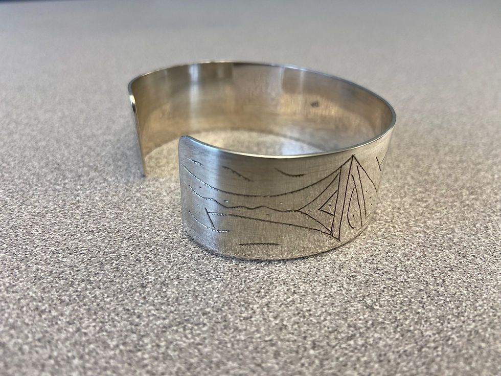 Miniature : Sterling silver large cuff handcrafted &ebony 