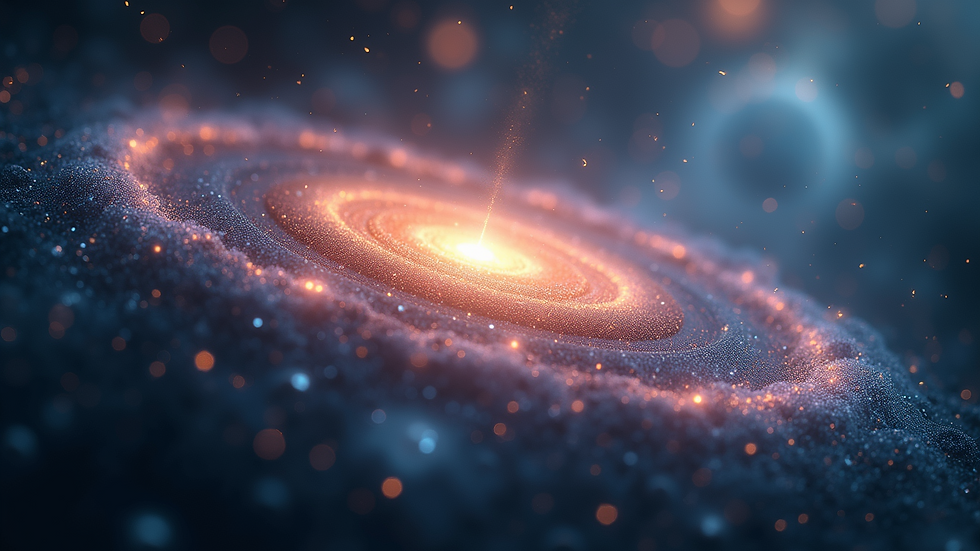 Close-up view of a swirling galactic field representing quantum concepts