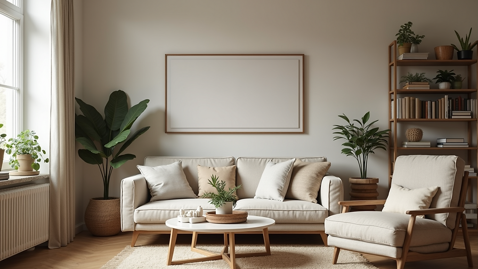 Eye-level view of a cozy living space with a budget-friendly decor