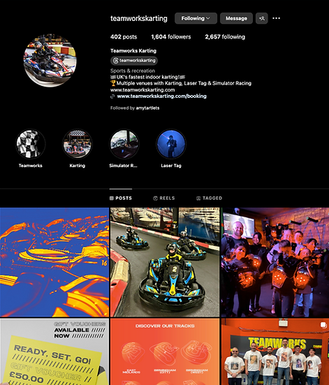 Teamworks Karting Instagram feed