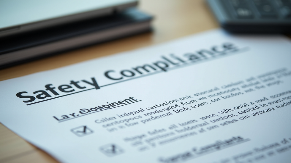 Eye-level view of a safety compliance document on a desk