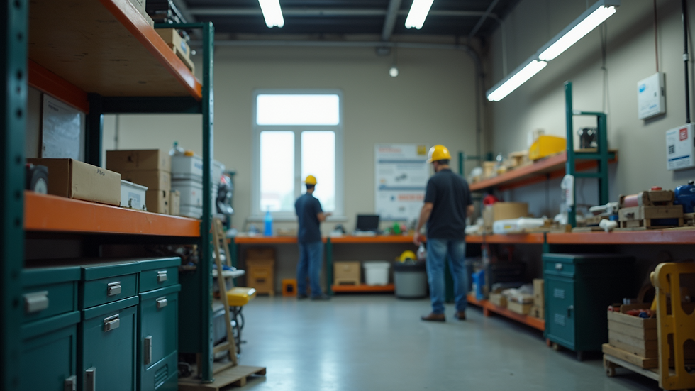 Eye-level view of a workshop setup featuring educational materials on workplace safety