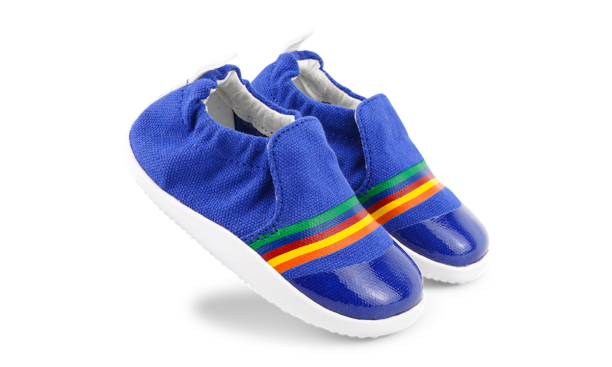 Bobux Xplorer Scamp Blueberry + Red Rainbow-נעלי צעד ראשון בובוקס כחול קשת