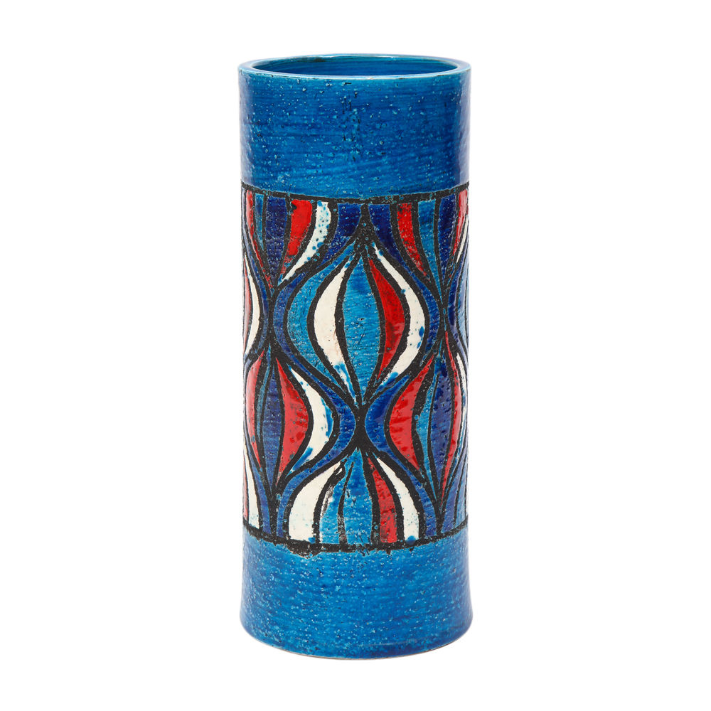 Bitossi for Rosenthal Netter Vase, Ceramic, Blue, Red, White, Onion