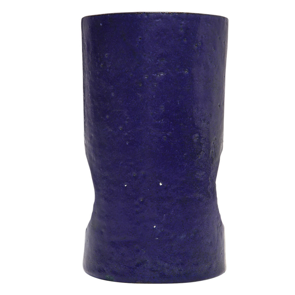 Thumbnail: Bitossi Raymor Vase, Ceramic, Blue, Yellow, Cutout, Signed