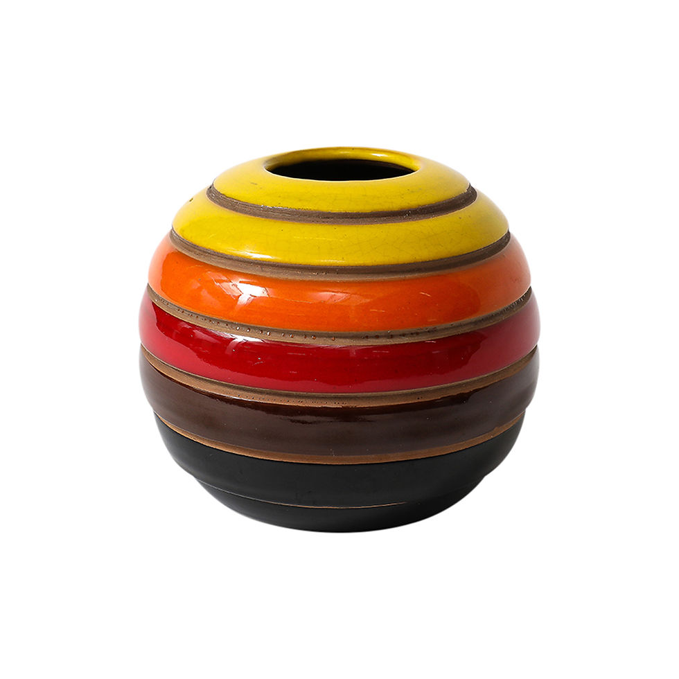 Aldo Londi Bitossi Multicolore Vase, Ceramic, Stripes, Signed