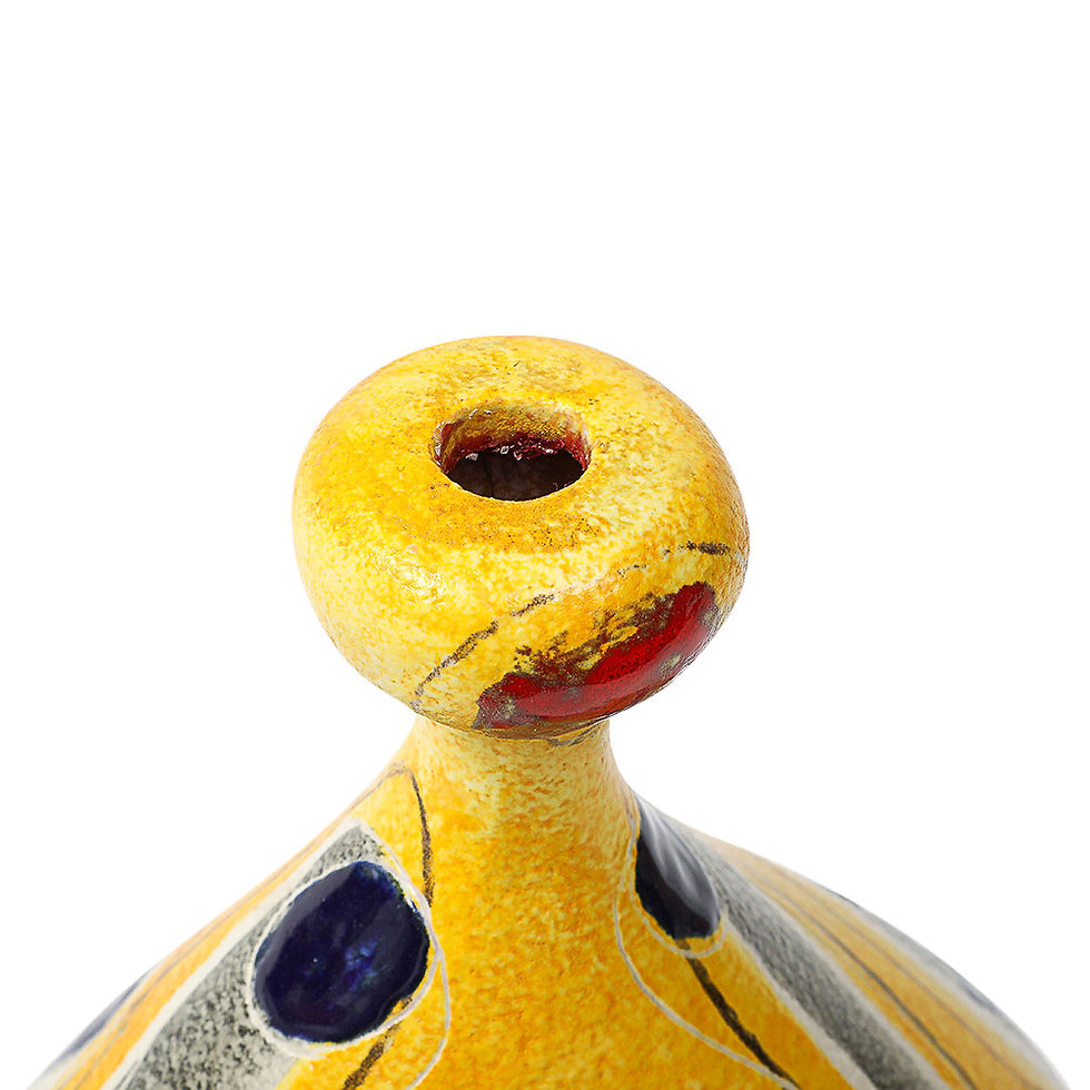 Thumbnail: Marcello Fantoni Lamp Base, Ceramic, Abstract, Yellow, Blue, Signed
