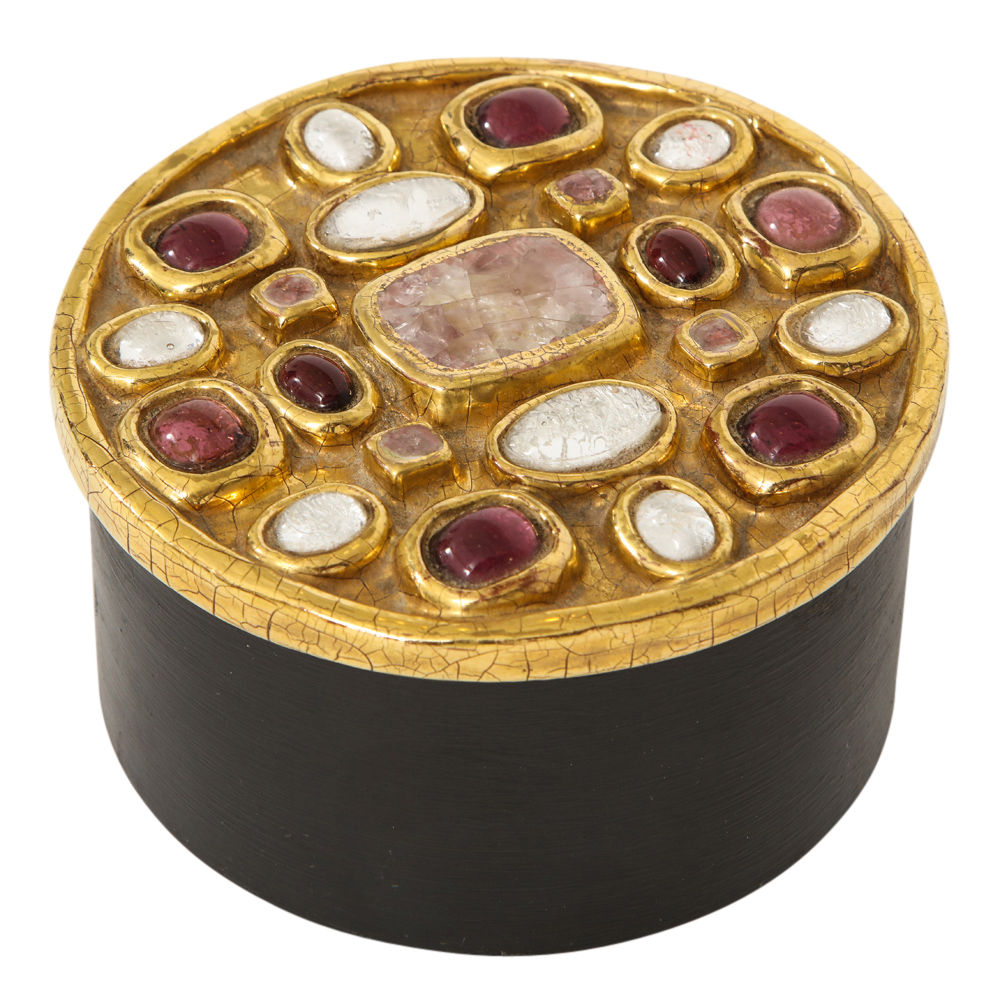 Mithé Espelt Box, Ceramic, Jeweled, Gold