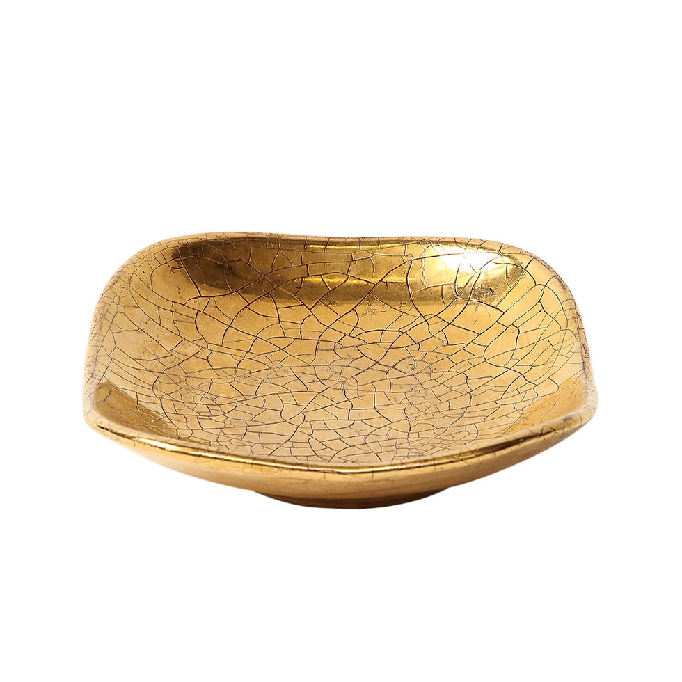 Thumbnail: Zaccagnini Tray, Ceramic, Gold Crackle Glaze, Signed