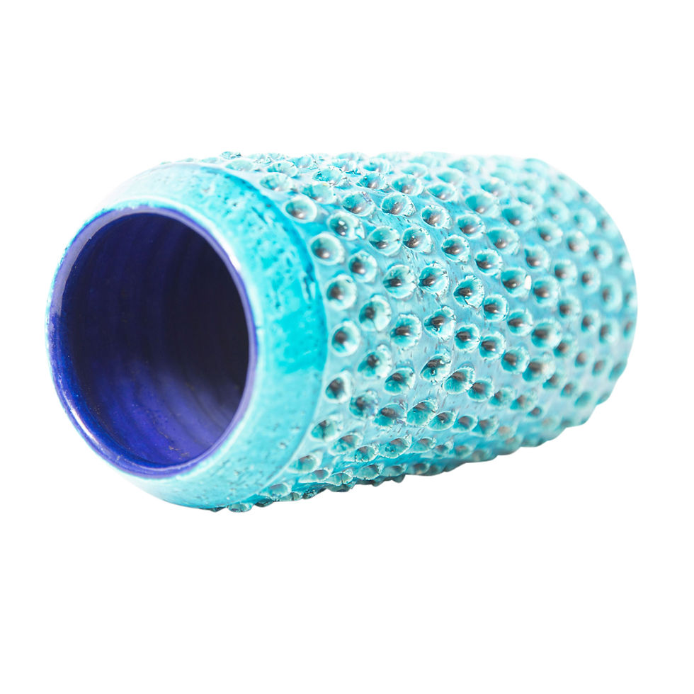 Thumbnail: Bitossi Vase, Ceramic, Blue Turquoise, Impressed, Textured, Signed