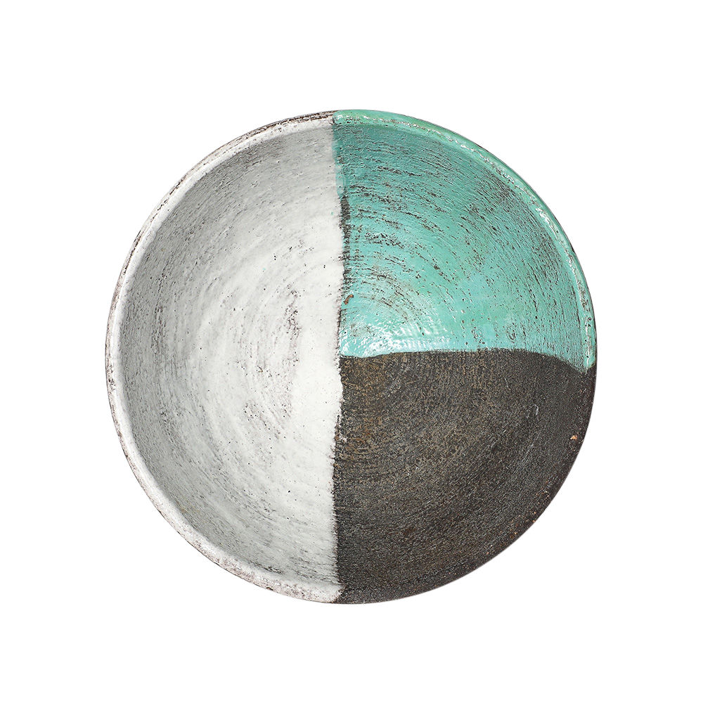 Aldo Londi Bitossi Bowl, Ceramic, Green, White, Brown, Signed