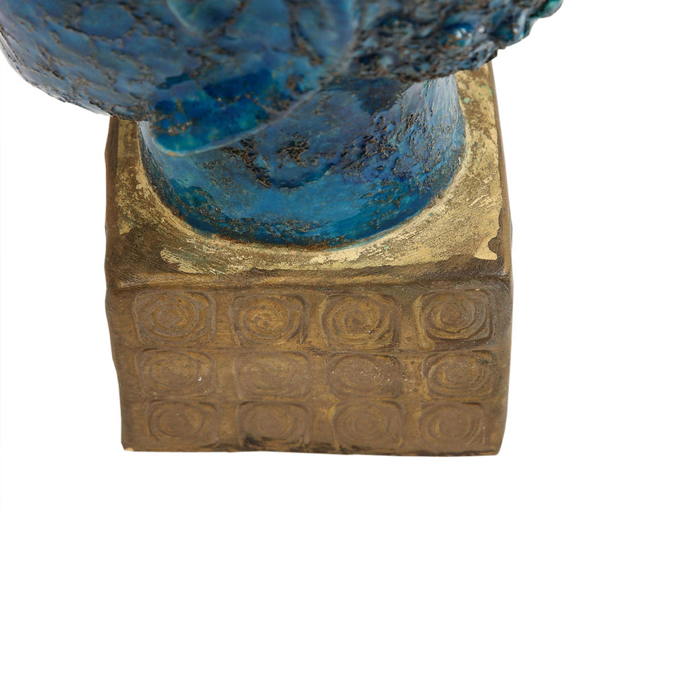 Thumbnail: Aldo Londi Bitossi Buddha Bust, Ceramic, Blue, Gold, Rosenthal Netter, Signed
