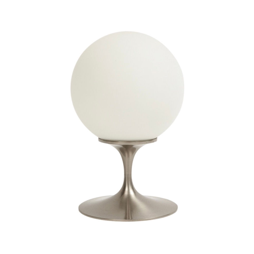 Laurel Lamp, Frosted Glass, Brushed Chrome-Plated Steel, Signed