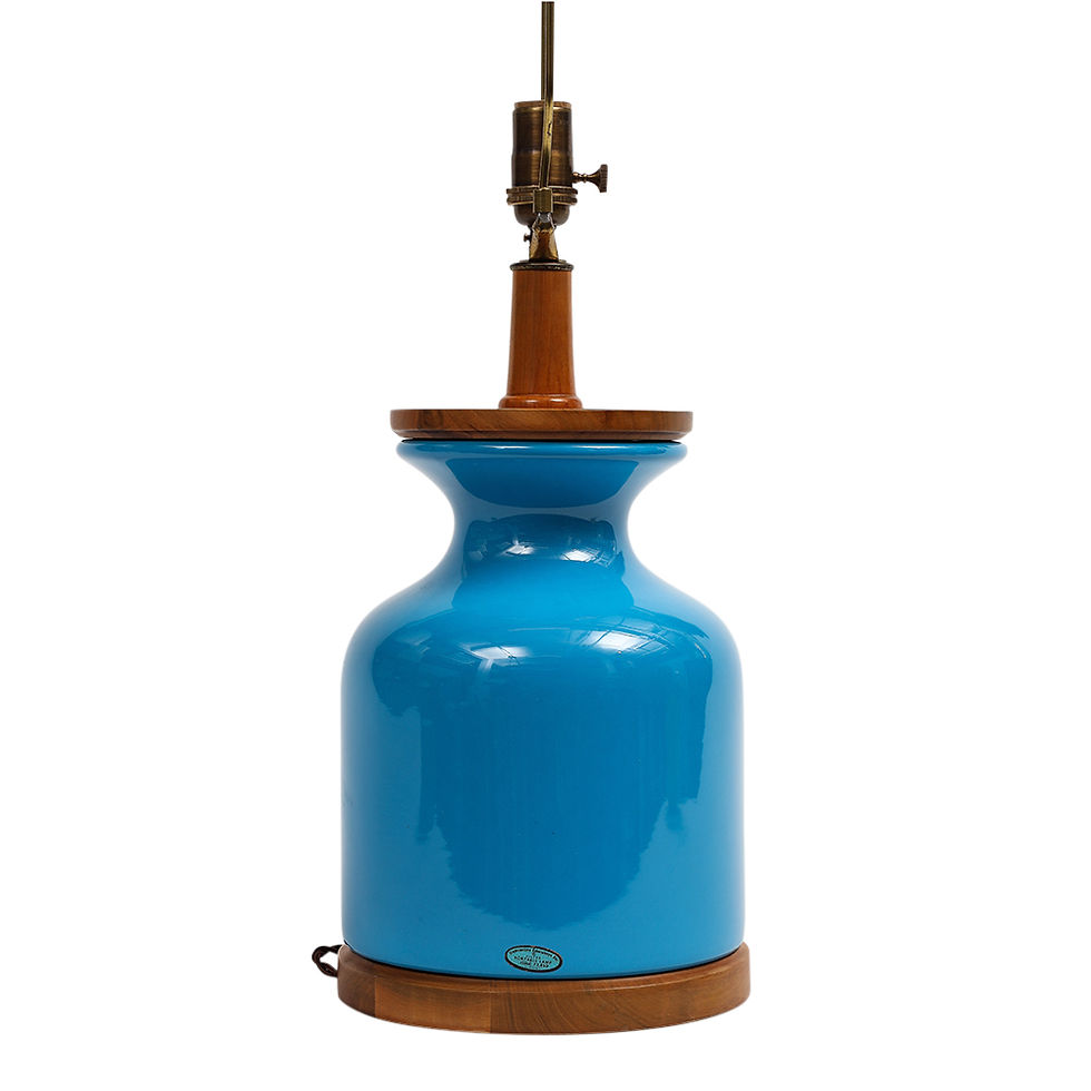 Thumbnail: Martz Style Table Lamp, Blue, Ceramic, Walnut