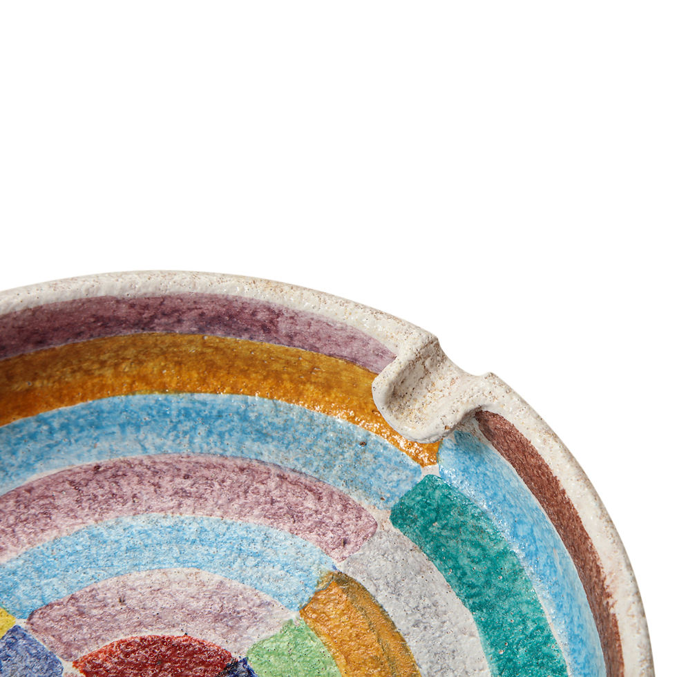 Thumbnail: Raymor Ashtray, Ceramic, Geometric, Stripes, Signed