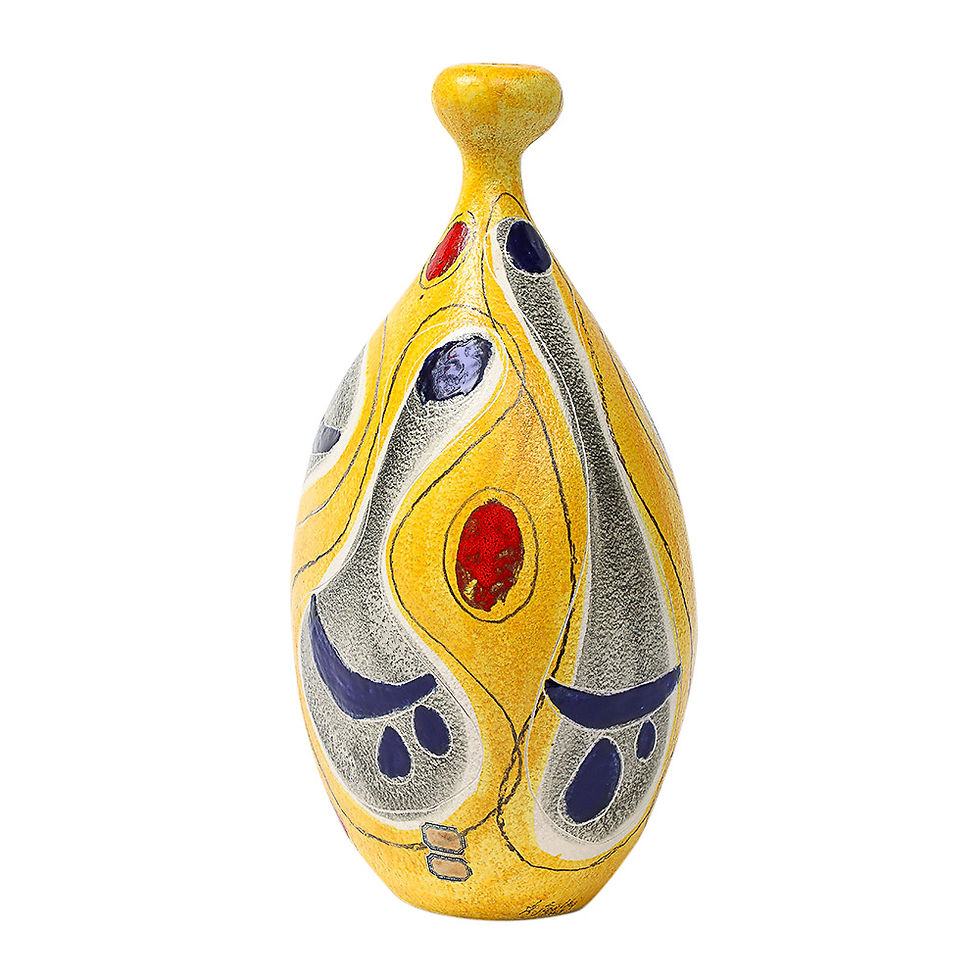 Thumbnail: Marcello Fantoni Lamp Base, Ceramic, Abstract, Yellow, Blue, Signed