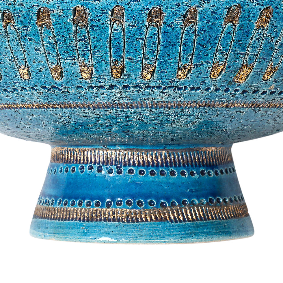 Thumbnail: Aldo Londi Bitossi Safety Pin Bowl, Ceramic, Blue, Gold, Signed