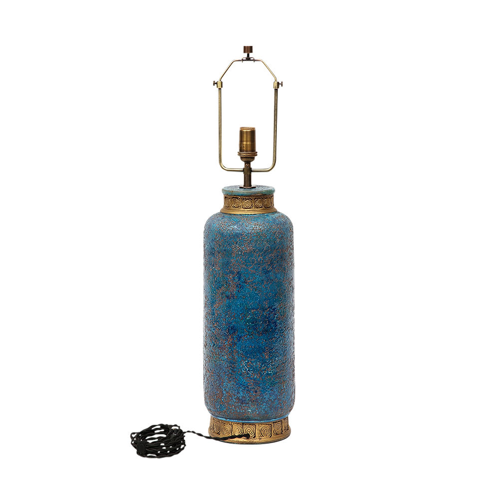 Thumbnail: Aldo Londi Bitossi Table Lamp, Ceramic, Blue, Gold, Cinese, Signed