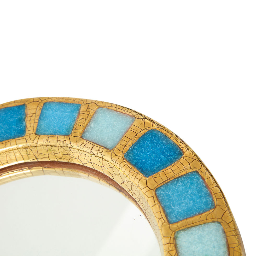 Thumbnail: Mithé Espelt Mirror, Ceramic, Gold, Blue, Fused Glass