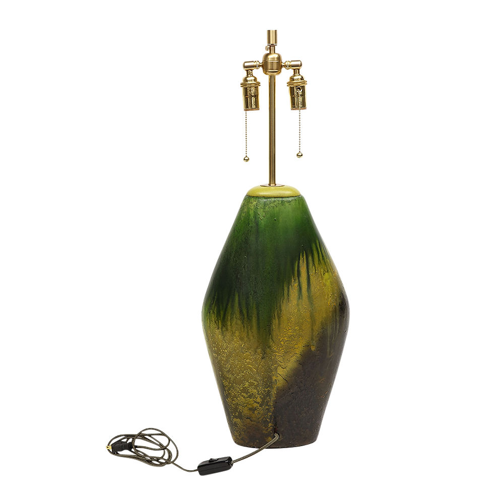 Thumbnail: Marcello Fantoni Lamp, Ceramic, Green, Yellow, Earth Tones, Signed