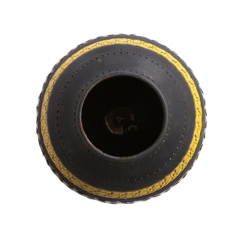 Thumbnail: Raymor Bitossi Vase, Ceramic, Matte Black Yellow Orange, Signed
