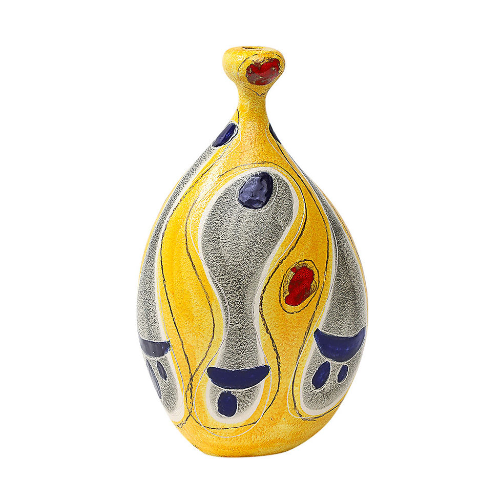 Thumbnail: Marcello Fantoni Lamp Base, Ceramic, Abstract, Yellow, Blue, Signed