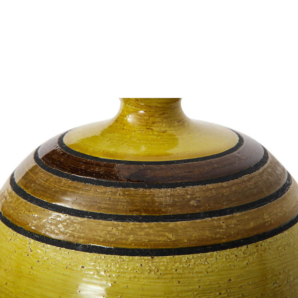 Thumbnail: Bitossi Vase, Ceramic, Chartreuse, Green, Earth Tones, Stripes, Signed