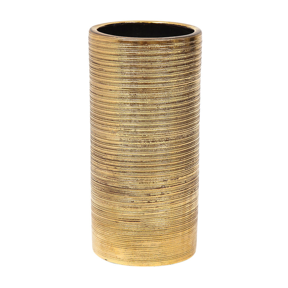 Thumbnail: Bitossi Vase, Ceramic, Brushed Gold, Signed