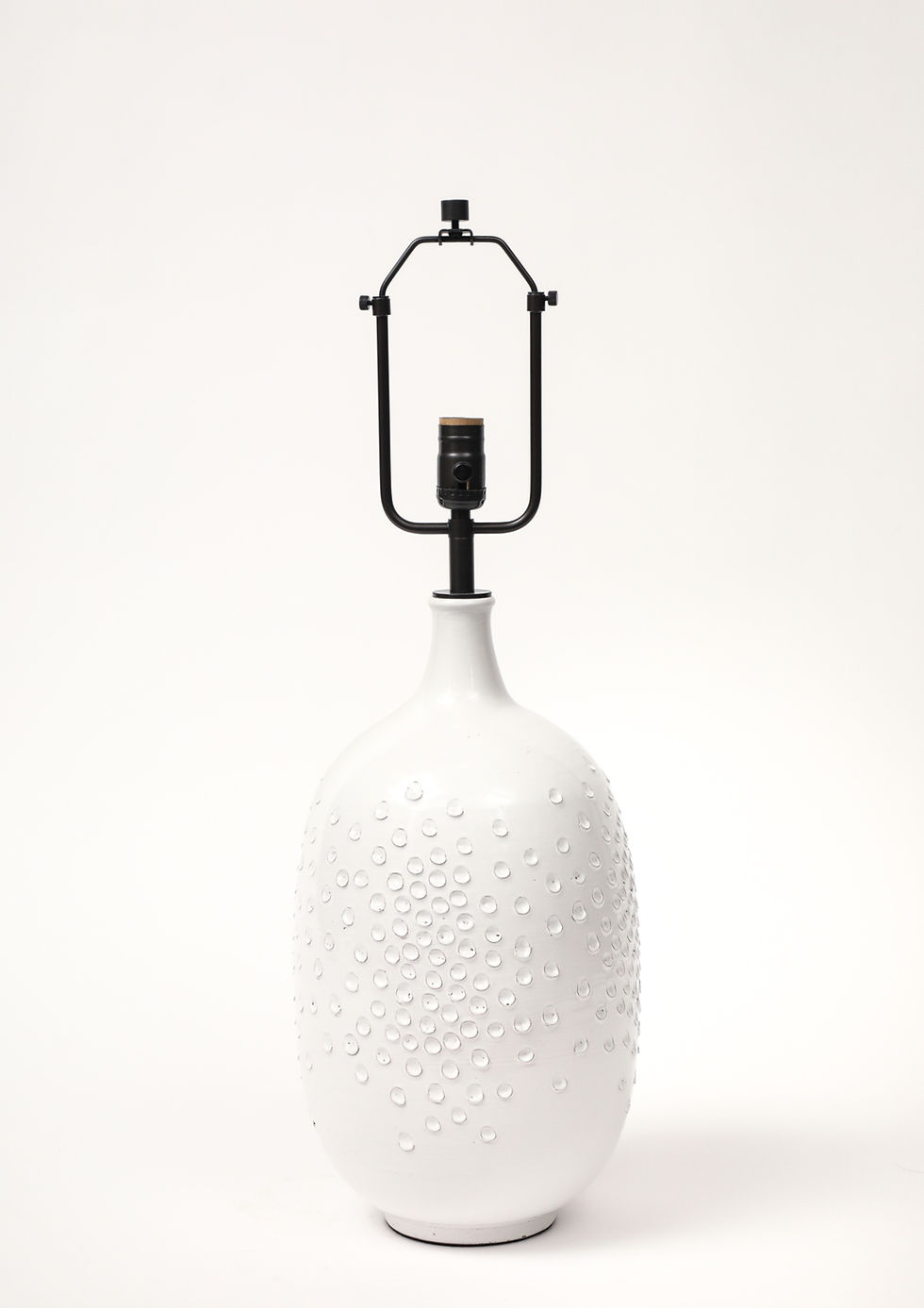 Lee Rosen Design Technics Lamp, Ceramic, White, Dimpled, Brass, Signed