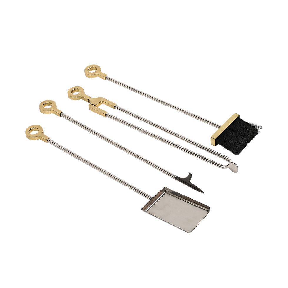 Thumbnail: Danny Alessandro Fireplace Tools, Brass, Nickel Chrome, Ring Handle