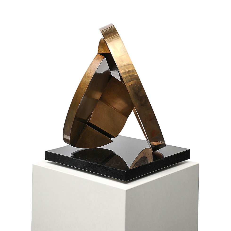 Thumbnail: Fletcher Benton Abstract Bronze Sculpture, "Folded Circle Zig Zag 1994", Signed