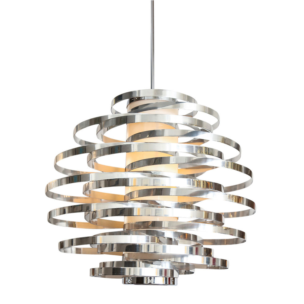 Thumbnail: Cyclone Chandelier, Aluminum, Chrome Bands