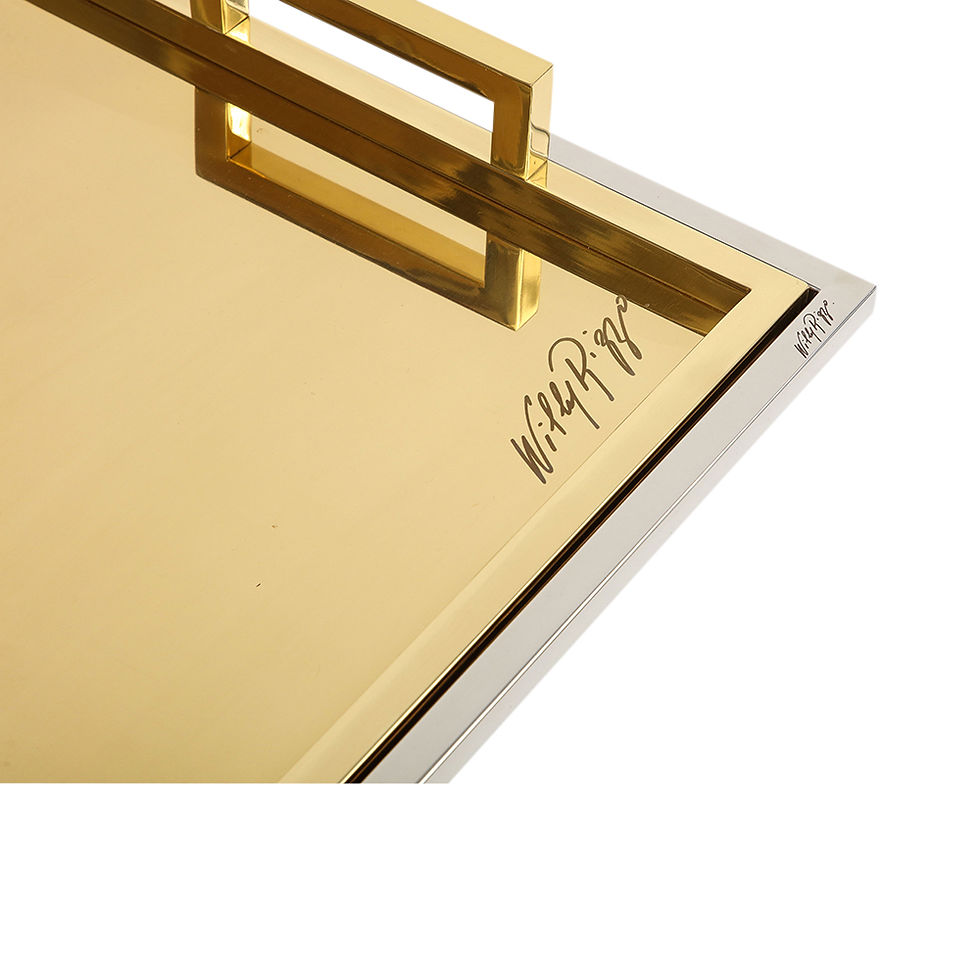 Thumbnail: Willy Rizzo Drink Trays, Brass, Polished Stainless Steel, Signed