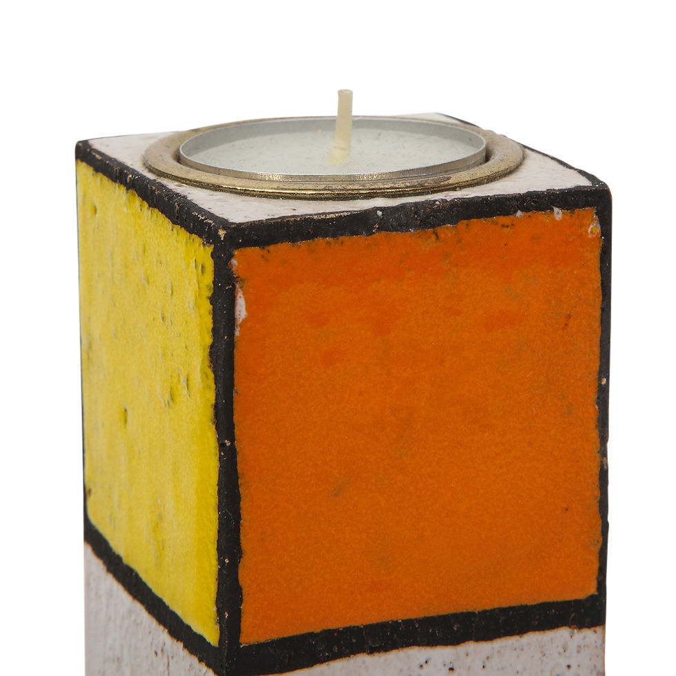 Thumbnail: Rosenthal Netter Candlesticks, Ceramic, Mondrian, Orange, Yellow, Blue, Signed