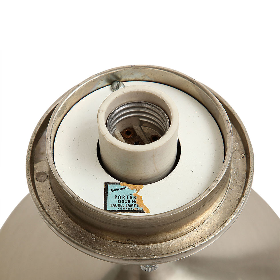 Thumbnail: Laurel Lamp, Frosted Glass, Brushed Chrome-Plated Steel, Signed