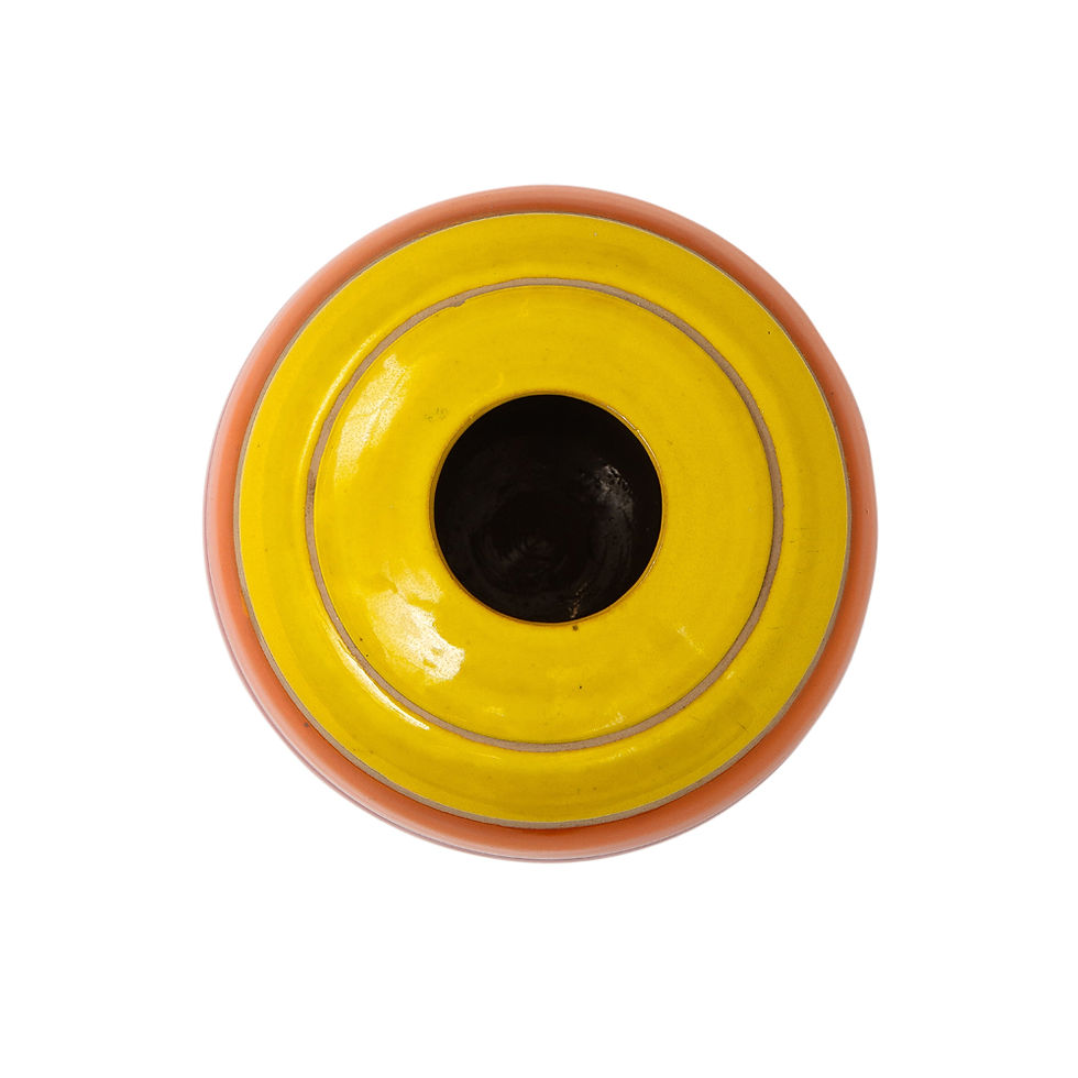 Thumbnail: Bitossi Vase, Ceramic, Stripes, Yellow Orange Red, Brown, Black, Signed