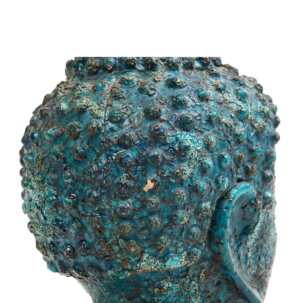 Thumbnail: Aldo Londi Bitossi Buddha Bust, Ceramic, Blue, Gold, Rosenthal Netter, Signed