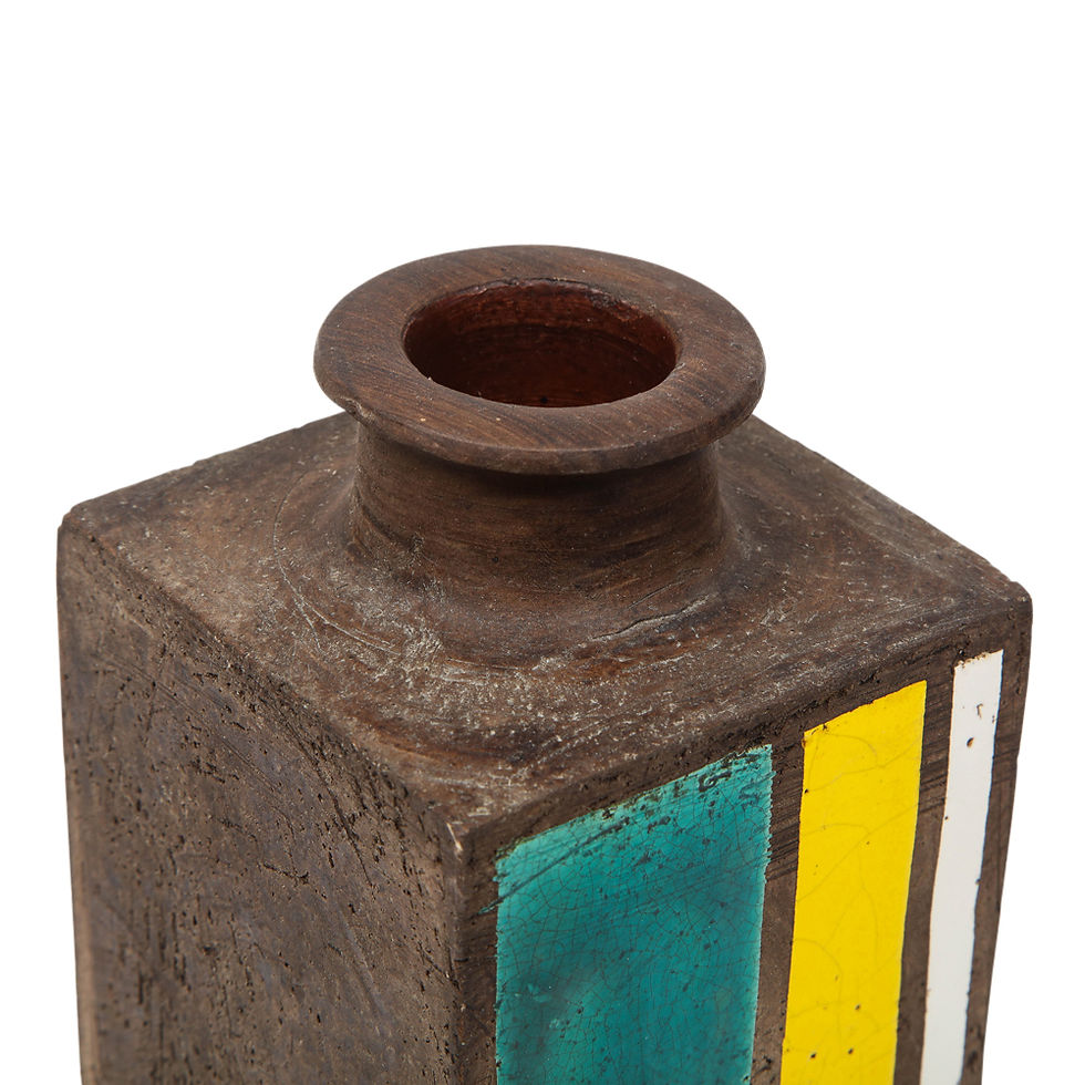 Thumbnail: Bitossi Vase, Ceramic, Geometric, Stripes, Green, Yellow, White