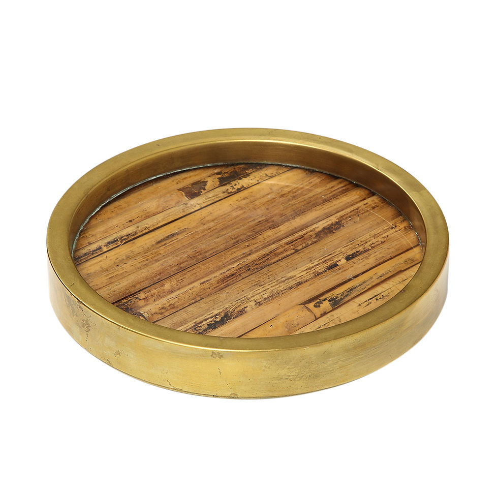 Thumbnail: Gabriella Crespi Tray, Bamboo, Brass, Glass, Signed