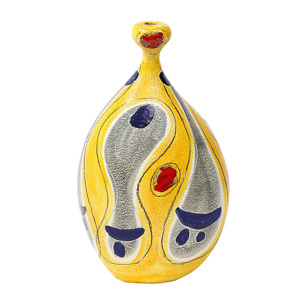 Thumbnail: Marcello Fantoni Lamp Base, Ceramic, Abstract, Yellow, Blue, Signed