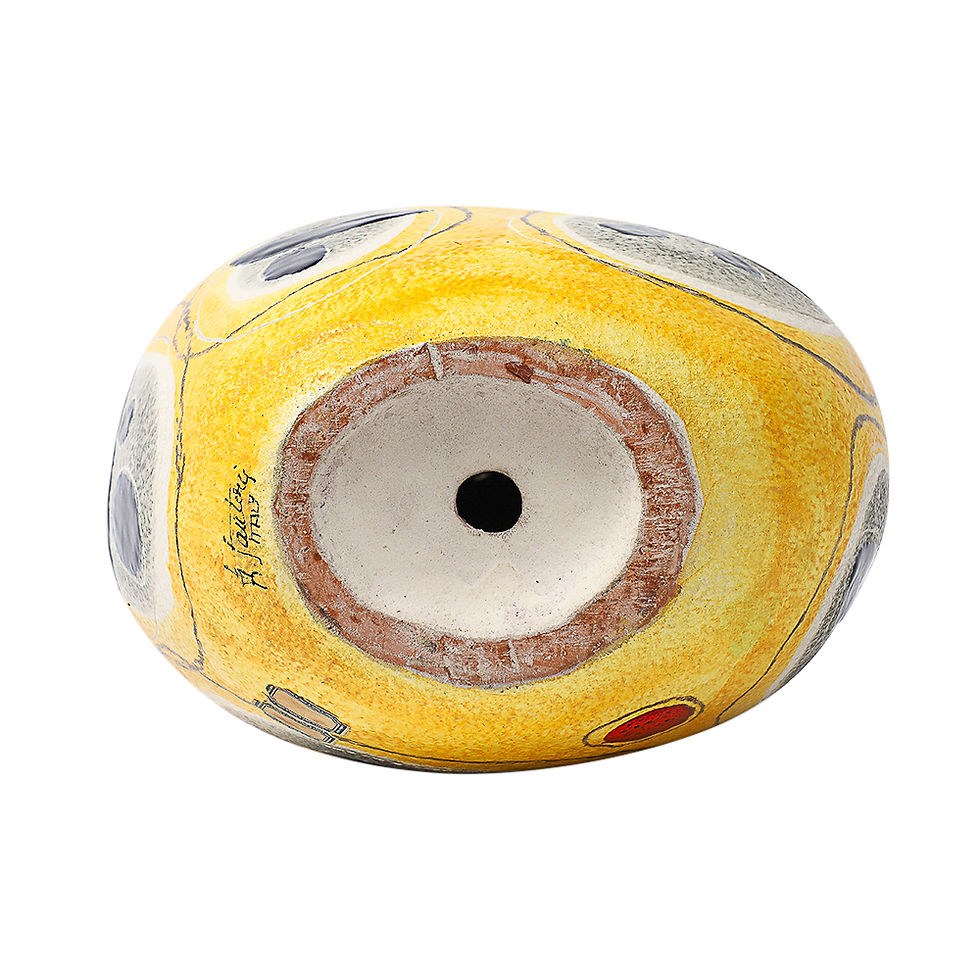 Thumbnail: Marcello Fantoni Lamp Base, Ceramic, Abstract, Yellow, Blue, Signed