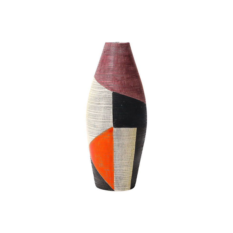 Tall Aldo Londi Bitossi Raymor Vase, Ceramic, Abstract Geometric, Signed