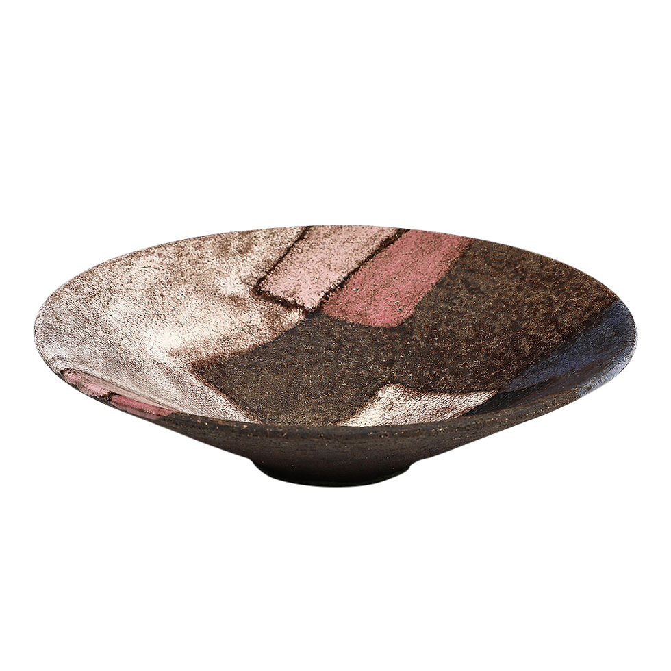 Thumbnail: Italian Ceramic Bowl, Abstract, Geometric, White, Blue, Pink, Signed