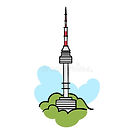 seoul-tower-icon-cartoon-style-white-bac