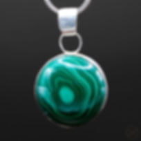Malachite & Argentium® Silver Round Pendant