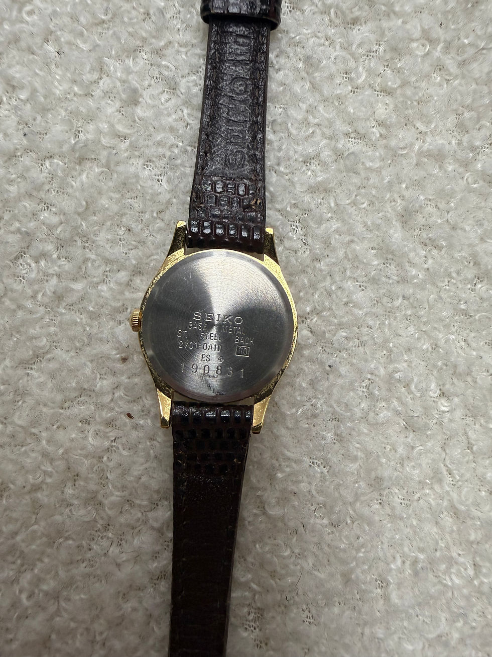 Thumbnail: Vintage Seiko Gold Watch with Brown Leather Band