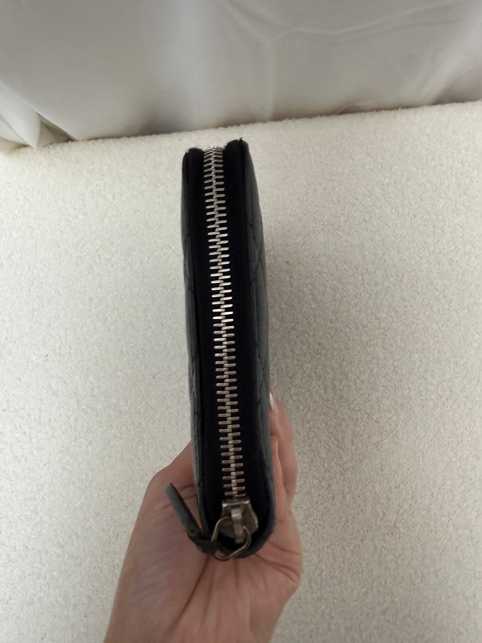 Thumbnail: CHANEL Lambskin Quilted Large Zip Around Organizer Wallet Black