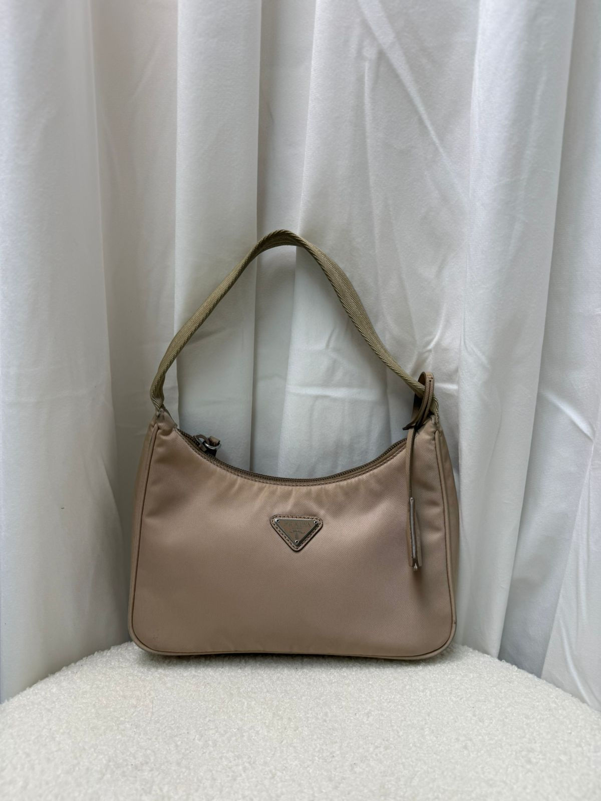 PRADA BEIGE RE-NYLON SAFFIANO MINI RE-EDITION 2005
