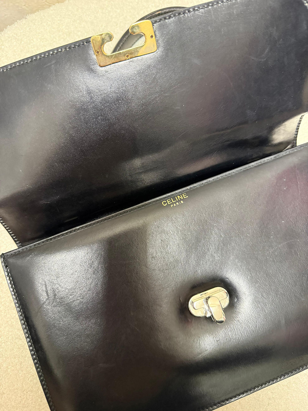 Thumbnail: Céline Vintage Hand Bag Leather Black 