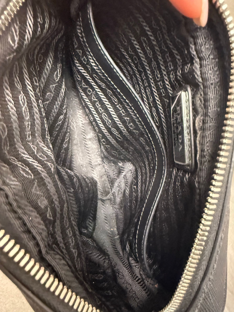 Thumbnail: PRADA Black Spazzolato Leather Small Brique Crossbody Bag